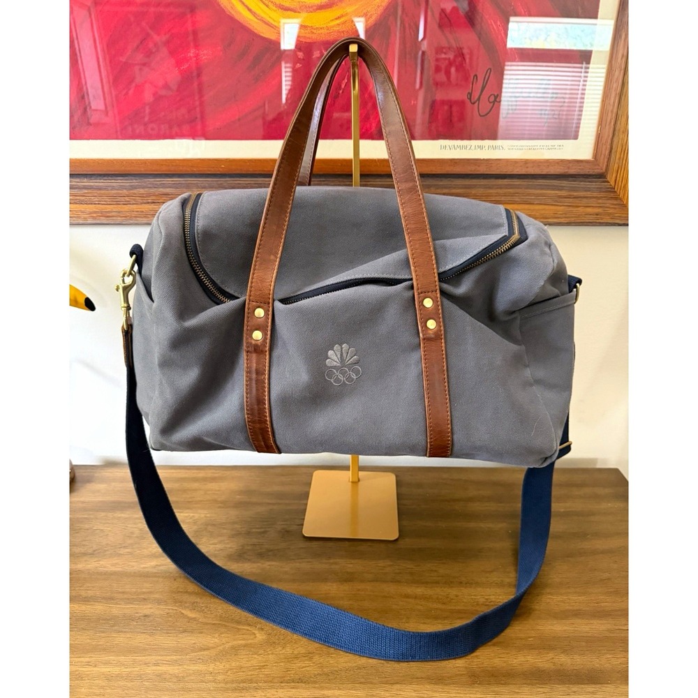 Hudson Sutler NBC Olympics Heritage Commuter Duffel Gray Leather USA